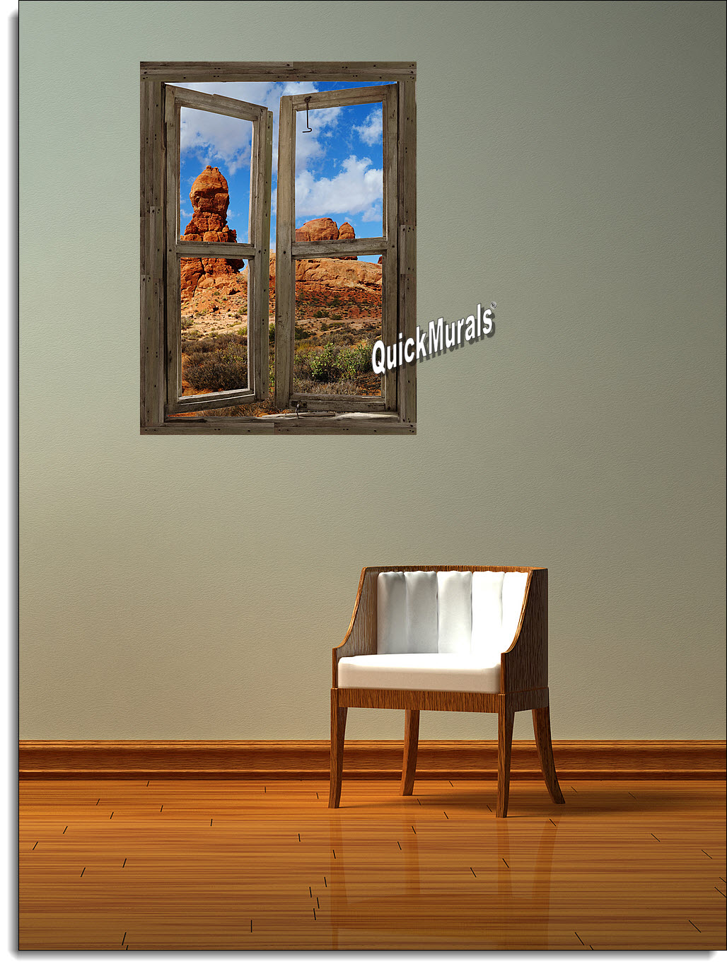 Desert Canyon Window Peel and Stick (1 piece) Canvas Wall Mural