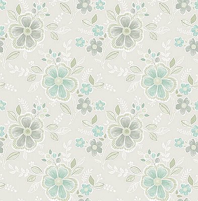 Chloe Aquamarine Floral Wallpaper