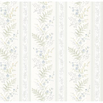 Bell Blue Wildflower Stripe Wallpaper