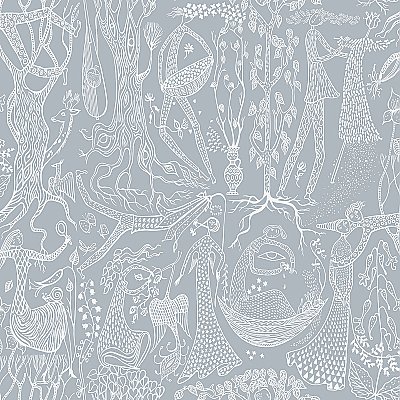 Poem d´Amour Blue Folk Wallpaper