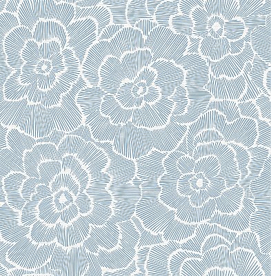 Periwinkle Blue Textured Floral Wallpaper
