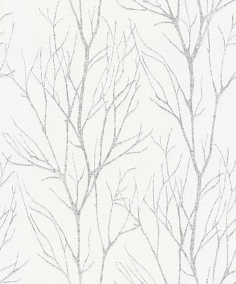 Diani White Metallic Tree Wallpaper