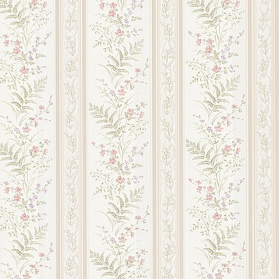 Bell Pink Wildflower Stripe Wallpaper