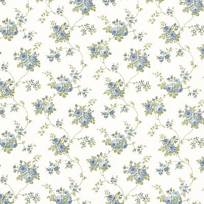 Drury Blue Blooming Floral Trail Wallpaper