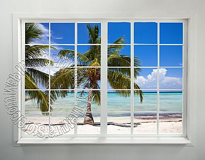 Palm Beach Window Peel and Stick Wall Mural
