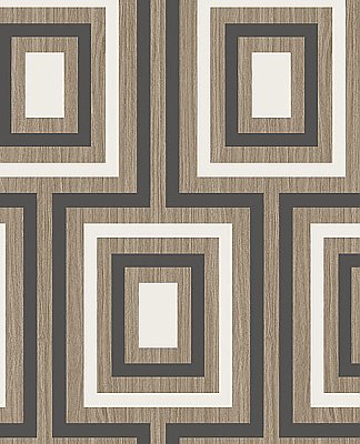 Loke Charcoal Wood Geometric Wallpaper