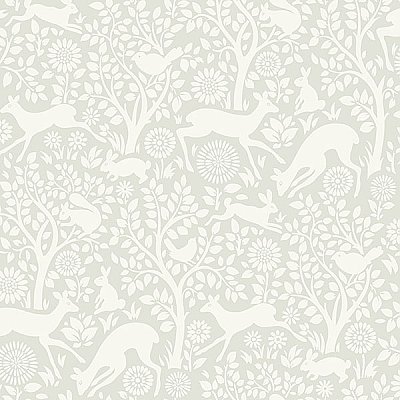 Anahi Light Grey Forest Fauna Wallpaper