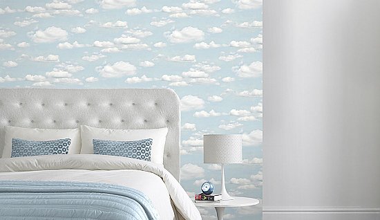 Bath Blue Clouds Wallpaper
