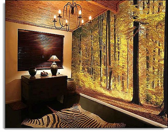 Golden Forest Mural 1844 roomsetting