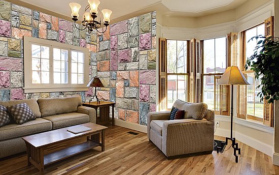 Colorful Mosaic Stone Wall Roomsetting