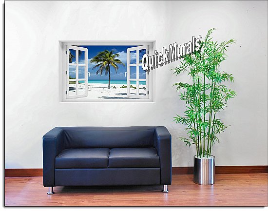 Palm Tree Window Mural Roomsetting