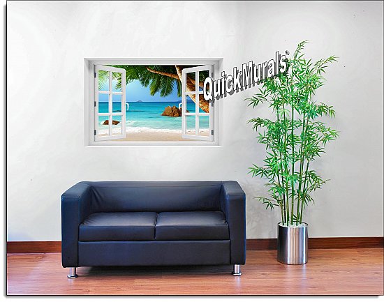 Secluded Beach Window Mural Roomsetting