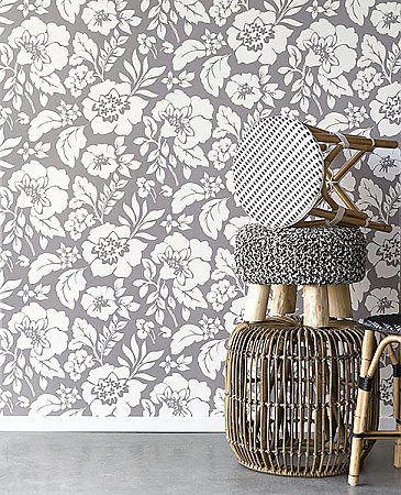 Avens Grey Floral Wallpaper