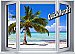 Palm View Window One-piece Peel & Stick Canvas Wall Mural
