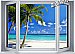 Tropical Ocean Window 1-Piece Peel and Stick Canvas Mural 	