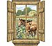 Log Window - Horses Accent Mural WK9882M