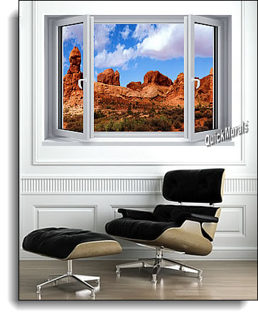 Desert Canyon Window 1-Piece Canvas Peel and Stick Wall Mural