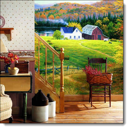 Golden Countryside Farm Scenic Wall Mural RA0107M by York