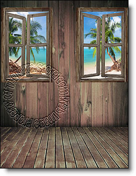 Beach Cabin Window Mural #3