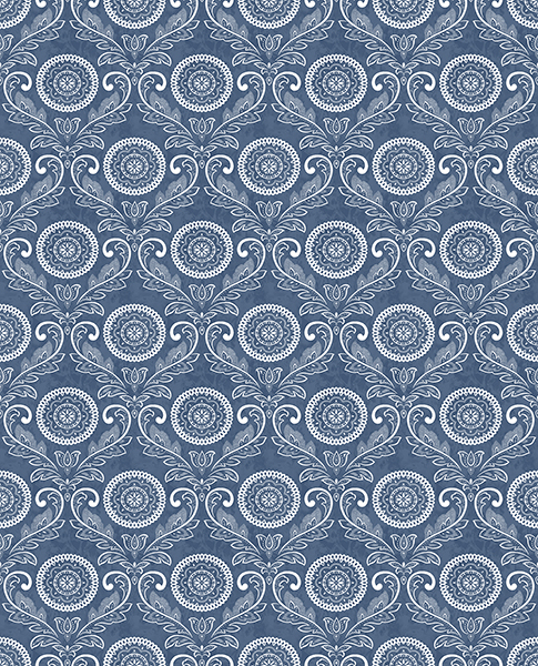 Jubilee Blue Medallion Damask Wallpaper Wallpaper And Borders