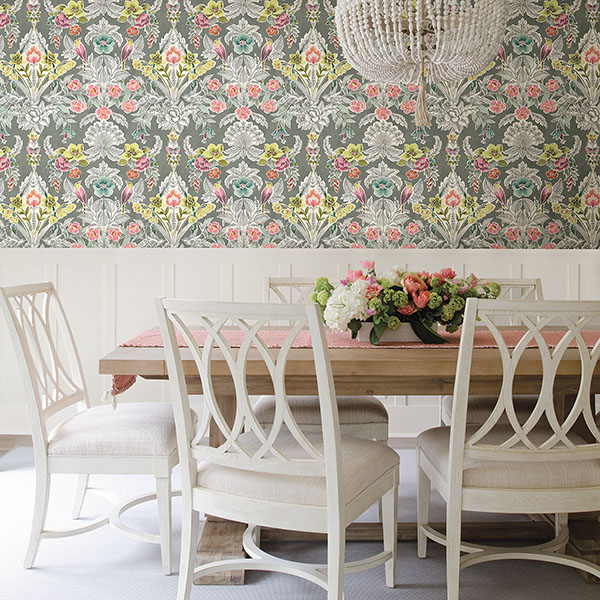 Vera Multicolor Floral Damask Wallpaper |Wallpaper And Borders |The ...