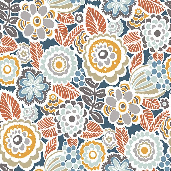 Lucy Navy Floral Wallpaper |Wallpaper And Borders |The Mural Store