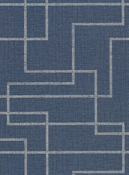 Clarendon Indigo Geometric Faux Grasscloth Wallpaper |Wallpaper And Borders  |The Mural Store