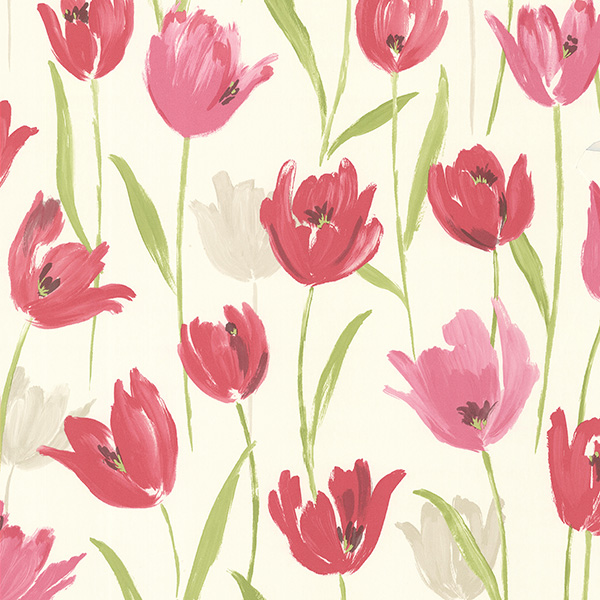 Finch Pink Hand Painted Tulips Wallpaper |Wallpaper And Borders |The ...