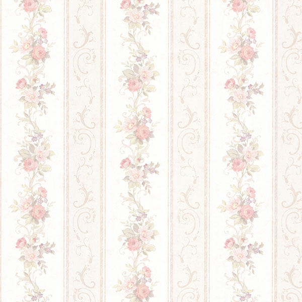 Lorelai Blush Floral Stripe Wallpaper, Wallpaper And Borders
