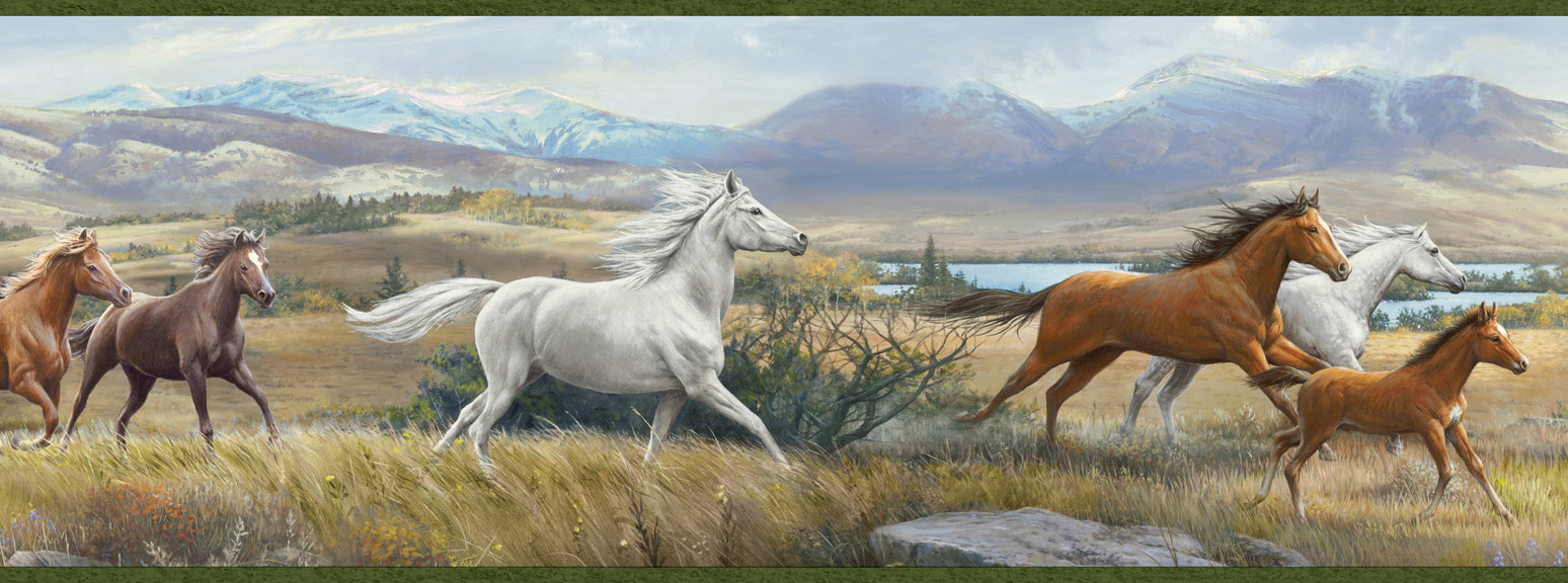 Sally Blue Wild Horses Portrait Border |Wallpaper And Borders |The Mural  Store