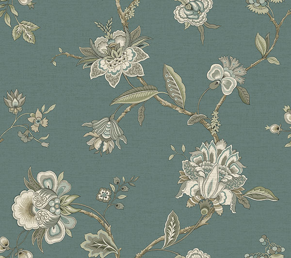 Monaco Teal Jacobean Trail Wallpaper |Wallpaper And Borders |The Mural ...