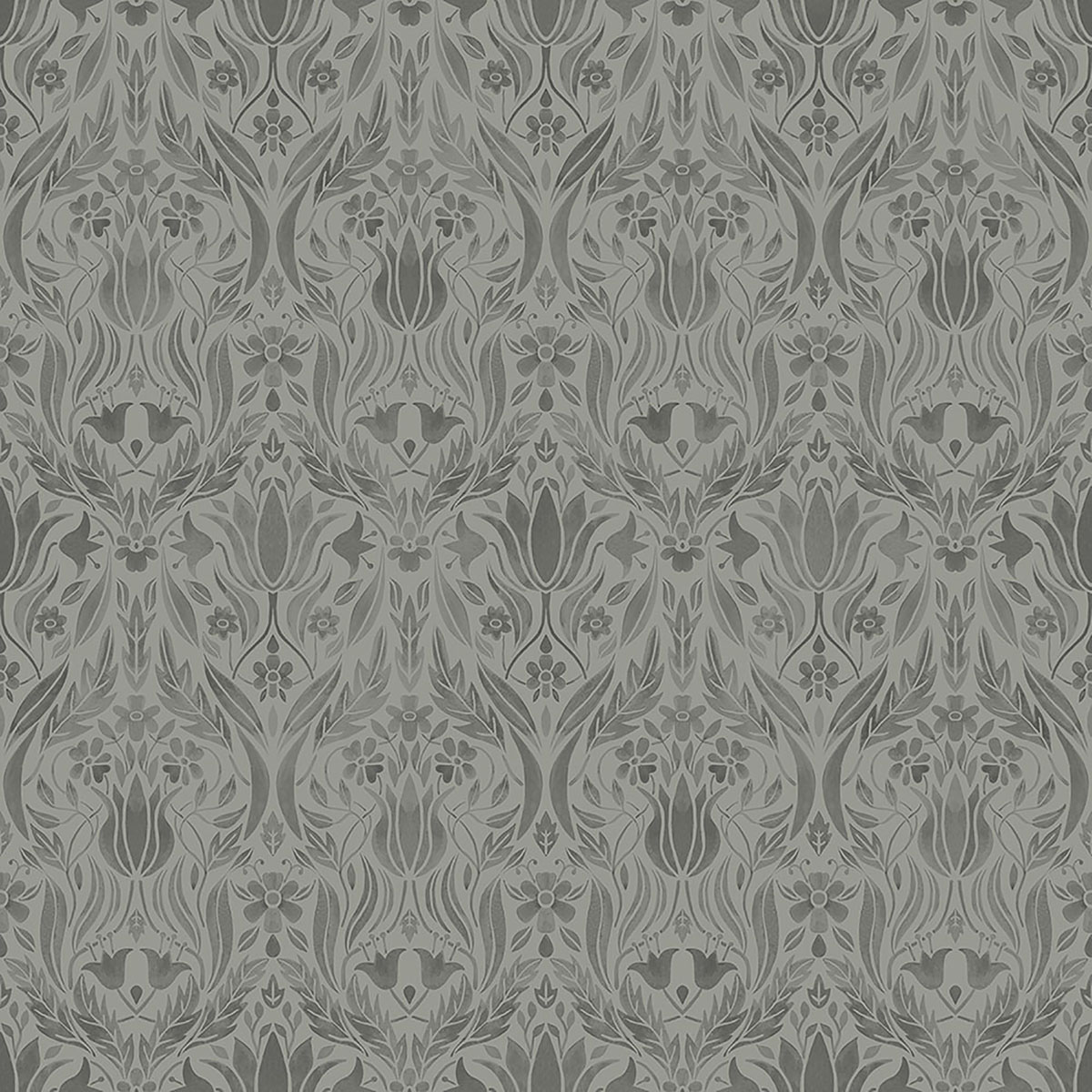 Ludvig Dark Grey Floral Ogee Wallpaper |Wallpaper And Borders |The