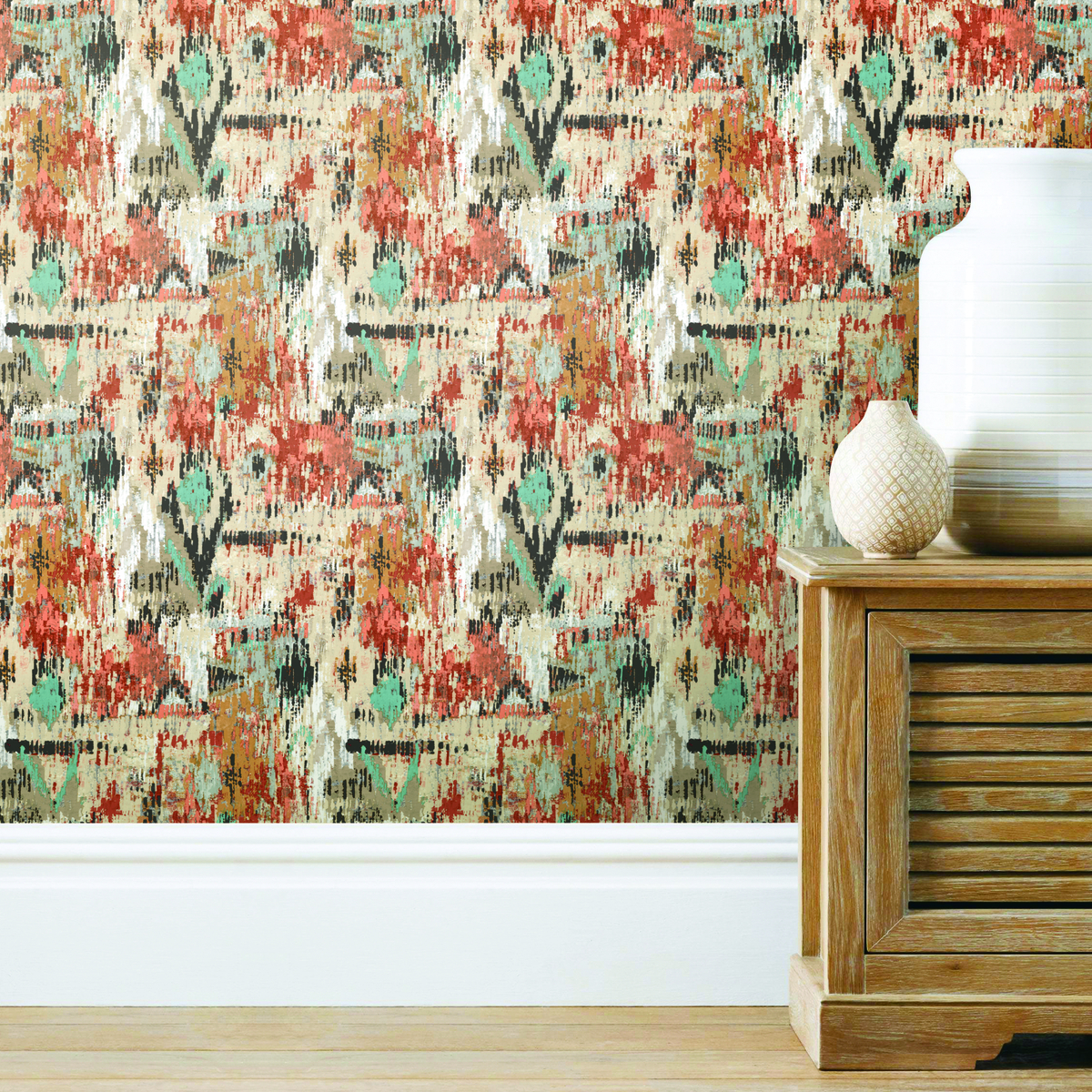 ORANGE AZTEC PEEL & STICK WALLPAPER |Wallpaper And Borders |The Mural Store