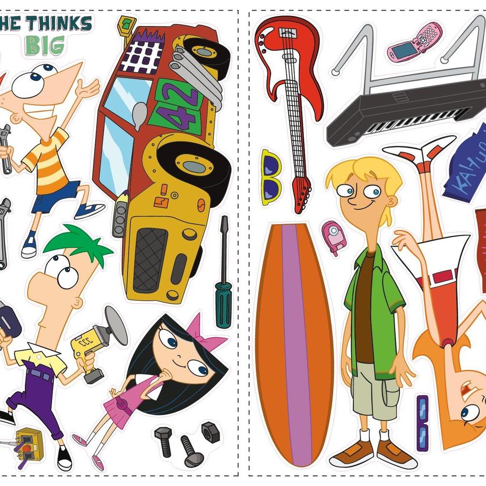 PHINEAS AND FERB DISNEY  LOT OF STICKER WALL DECAL CHARACTERS 