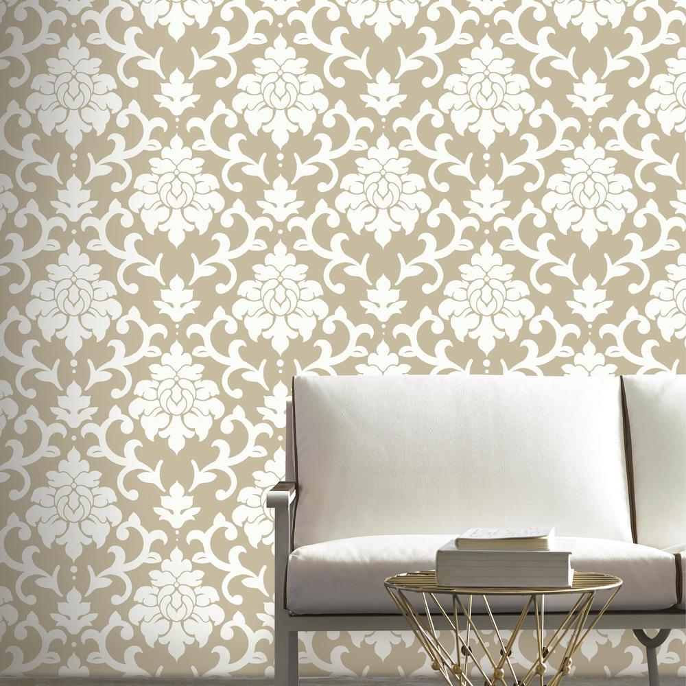 DAMASK GOLD PEEL & STICK WALLPAPER |Peel And Stick Decals |The Mural Store