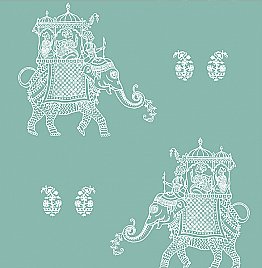 Ophelia Turquoise Elephant Wallpaper