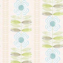 Avril Blue Modern Floral Stripe Wallpaper