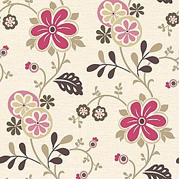 Darlene Magenta Modern Floral Trail Wallpaper