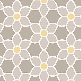 Blossom Grey Geometric Floral Wallpaper