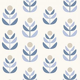 Oslo Blue Geometric Tulip Wallpaper