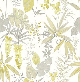 Descano Flower Golden Green Botanical Wallpaper