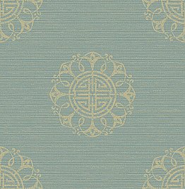 Lien Turquoise Fountain Medallion Wallpaper