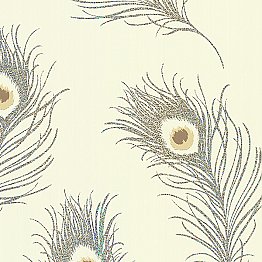 Peacock Beige Feather Wallpaper