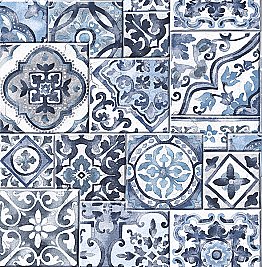 Marrakesh Tiles Blue Mosaic Wallpaper