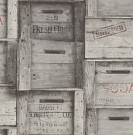 Wood Crates Grey Distressed Wood Wallpaper
