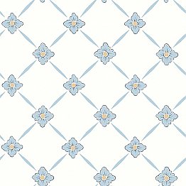 Linne Light Blue Geometric Floral Wallpaper