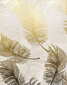 Clemente Gold Foil Feather Wallpaper