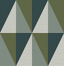 Aspect Green Geometric Faux Grasscloth Wallpaper