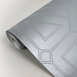 Voltaire Silver Beaded Geometric Wallpaper