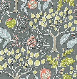 Shiloh Grey Botanical Wallpaper